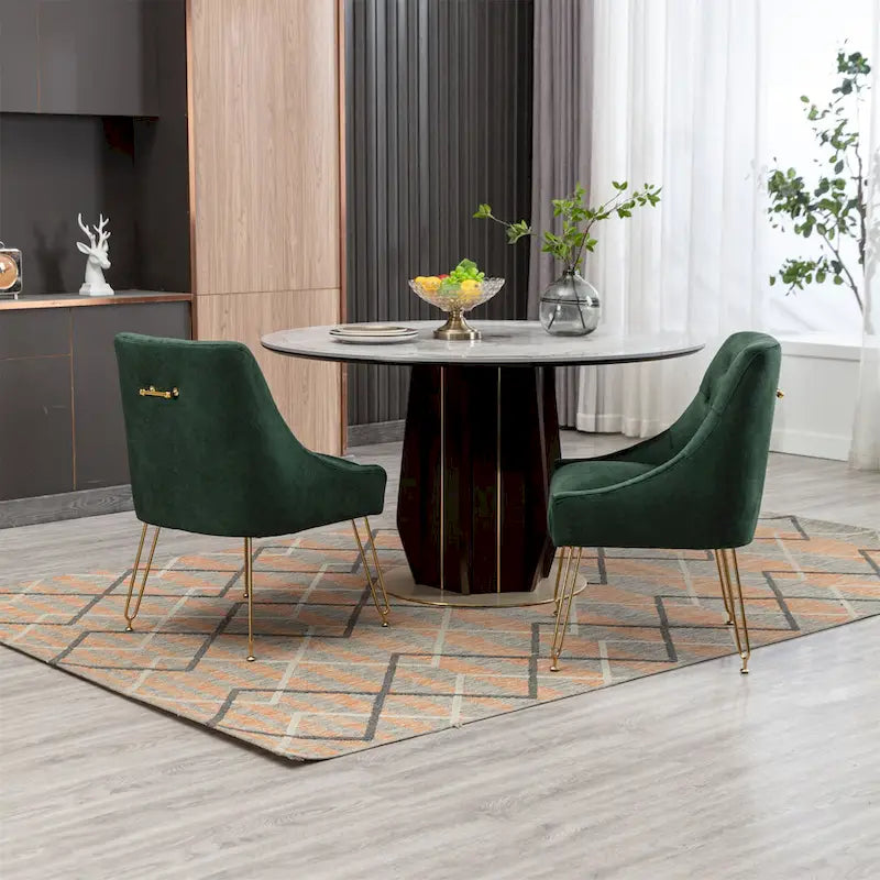 Velvet Upholstered Accent Side Chairs(Set of 2)