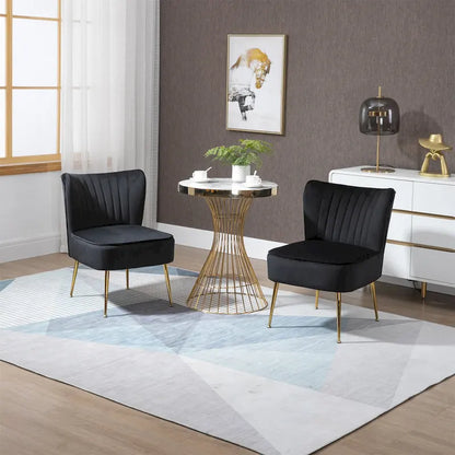 Velvet Upholstered Accent Side Chairs(Set of 2)