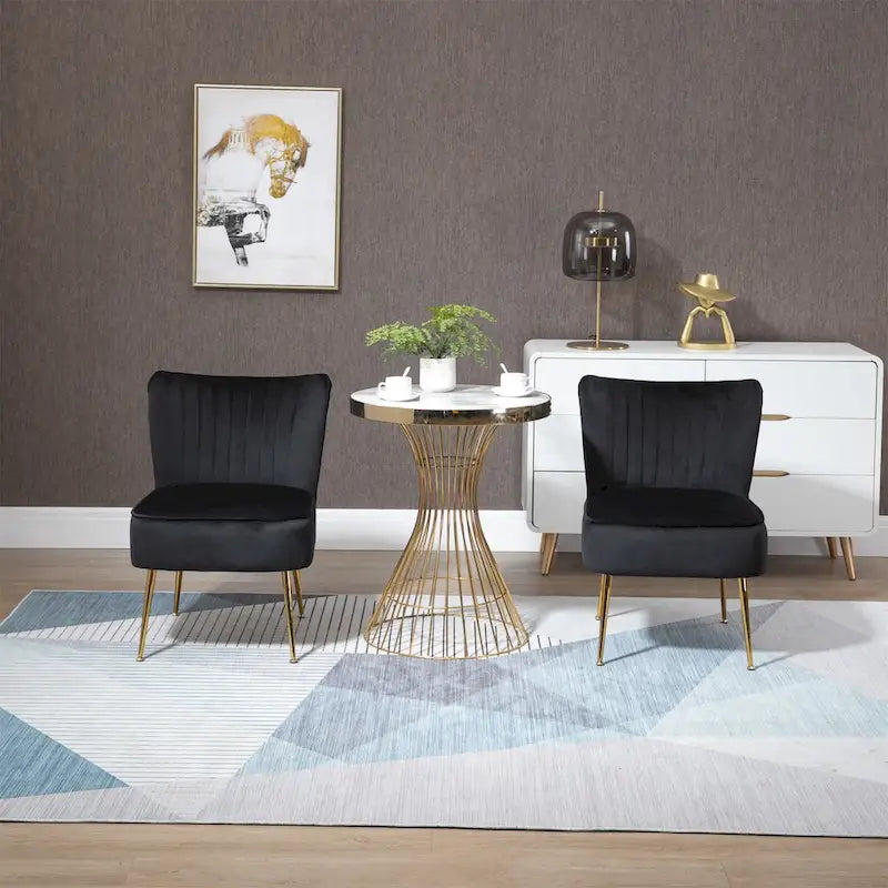 Velvet Upholstered Accent Side Chairs(Set of 2)