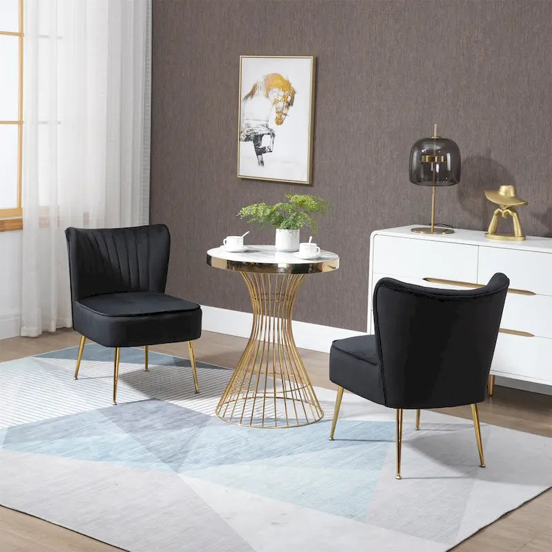 Velvet Upholstered Accent Side Chairs(Set of 2)