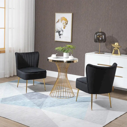Velvet Upholstered Accent Side Chairs(Set of 2)