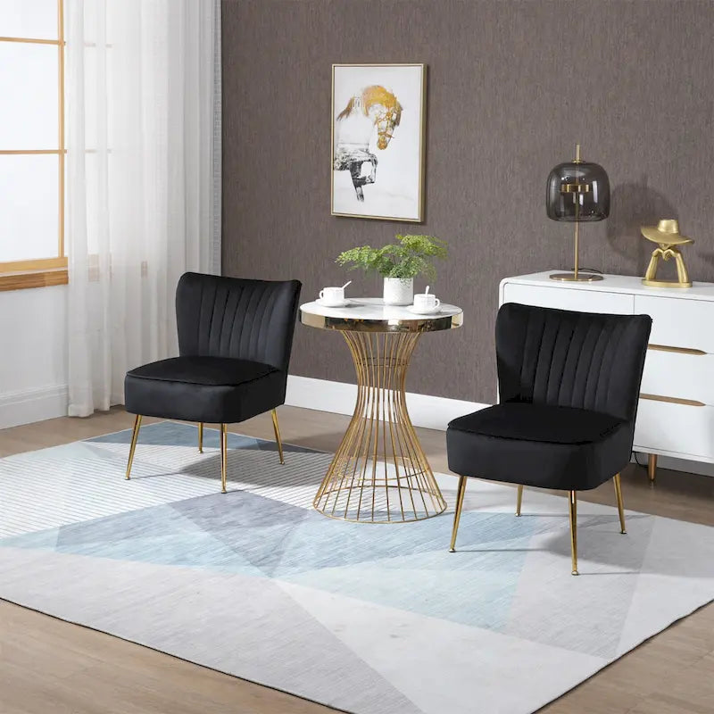 Velvet Upholstered Accent Side Chairs(Set of 2)