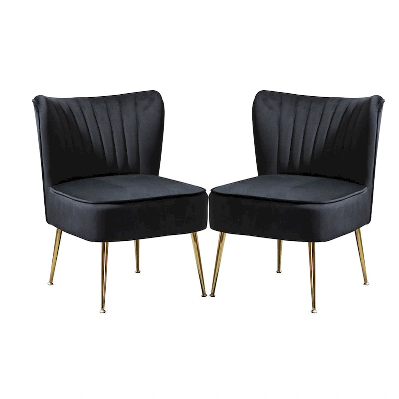 Velvet Upholstered Accent Side Chairs(Set of 2)