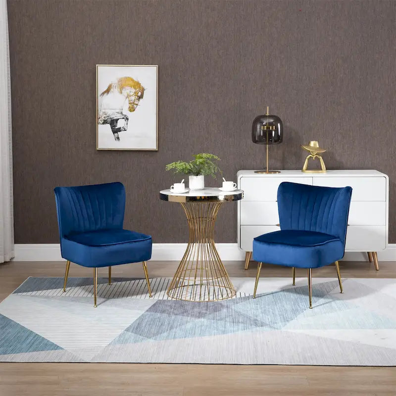 Velvet Upholstered Accent Side Chairs(Set of 2)