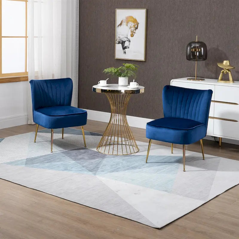 Velvet Upholstered Accent Side Chairs(Set of 2)