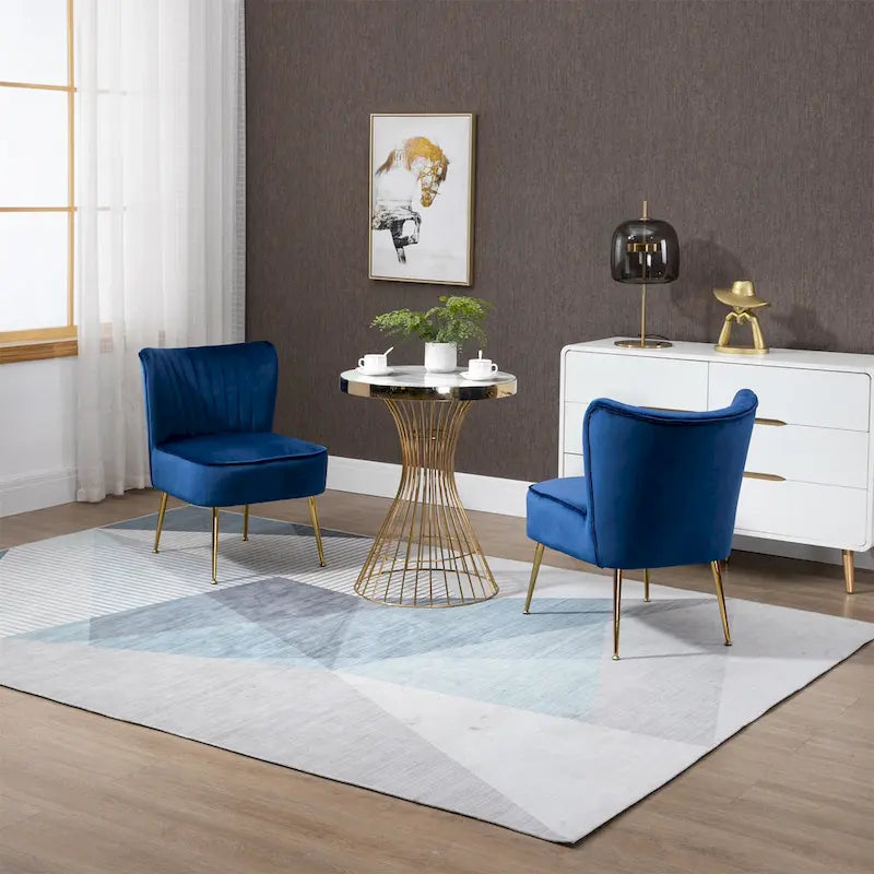 Velvet Upholstered Accent Side Chairs(Set of 2)