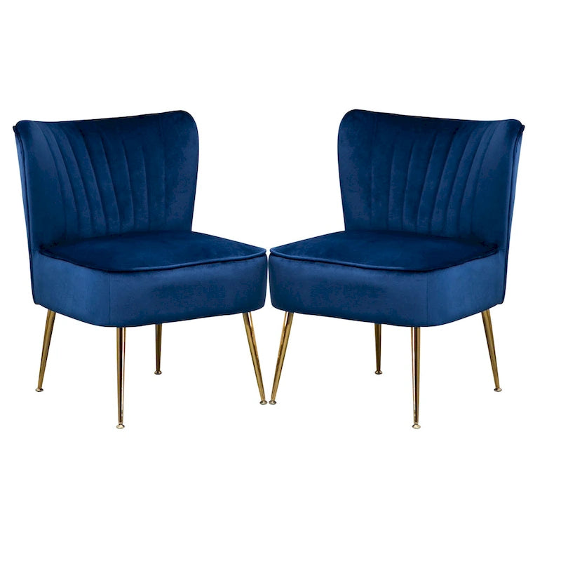 Velvet Upholstered Accent Side Chairs(Set of 2)