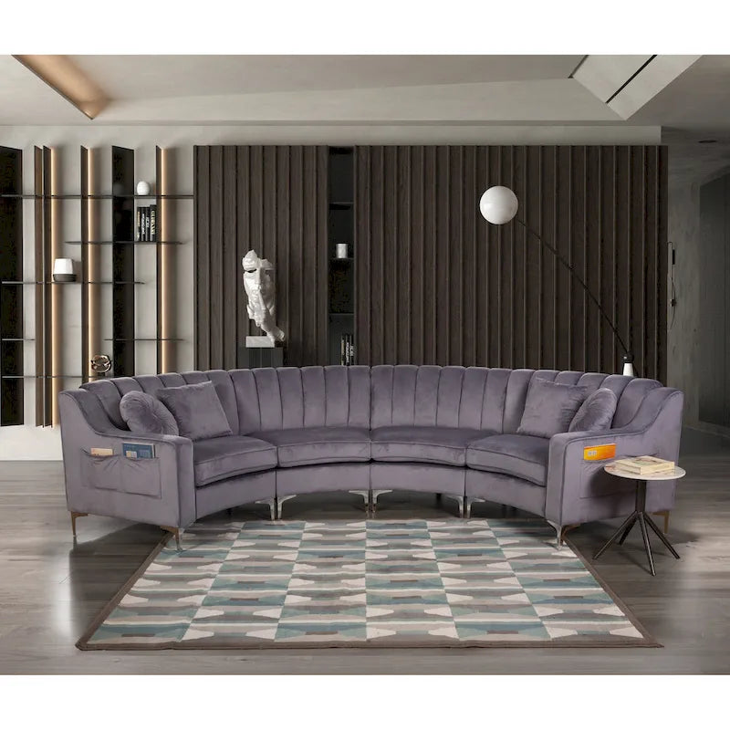 Velvet Curved Sofas & Couches 4 Seats Round shape for Living room - 142