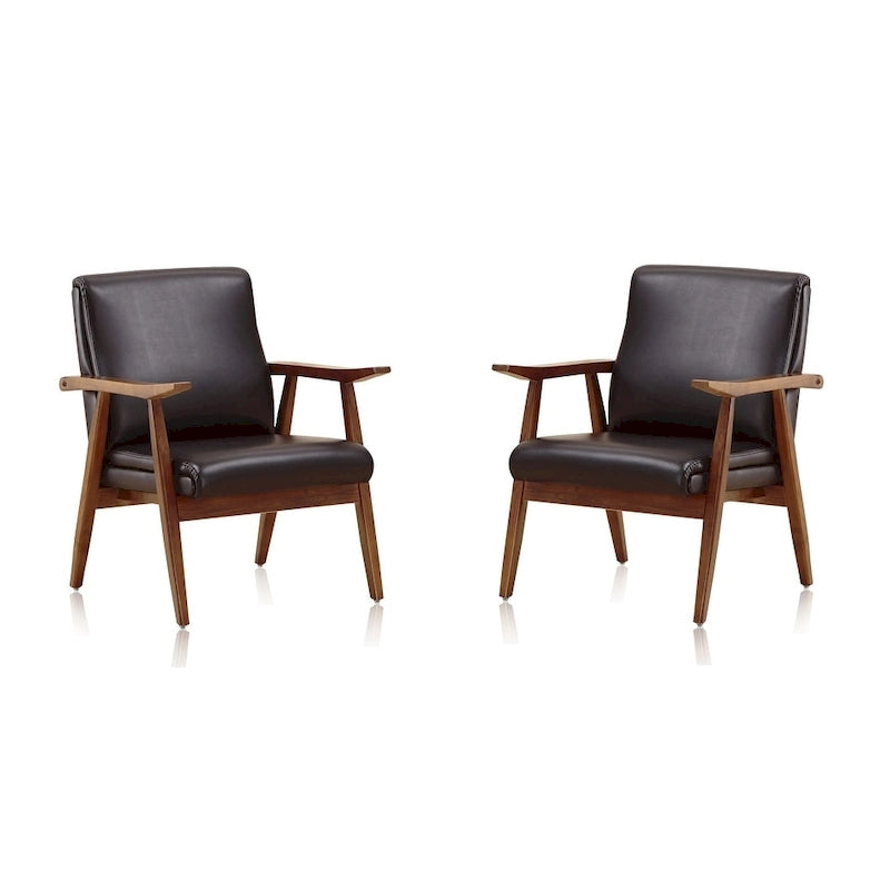 Manhattan Comfort ArchDuke Amber Faux Leather Accent Chair (Set of 2)