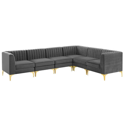 Triumph Channel Tufted Performance Velvet 6-Piece Sectional Sofa