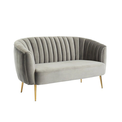 Albany Contemporary Velvet Microfiber Tufted Love Seat by Silver Orchid