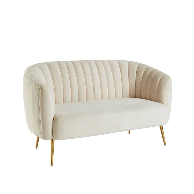 Albany Contemporary Velvet Microfiber Tufted Love Seat by Silver Orchid