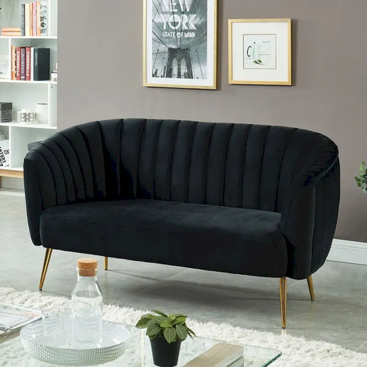 Albany Contemporary Velvet Microfiber Tufted Love Seat by Silver Orchid