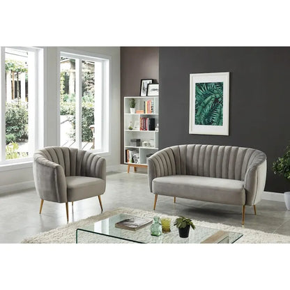 Albany Contemporary Velvet Microfiber Tufted Love Seat by Silver Orchid