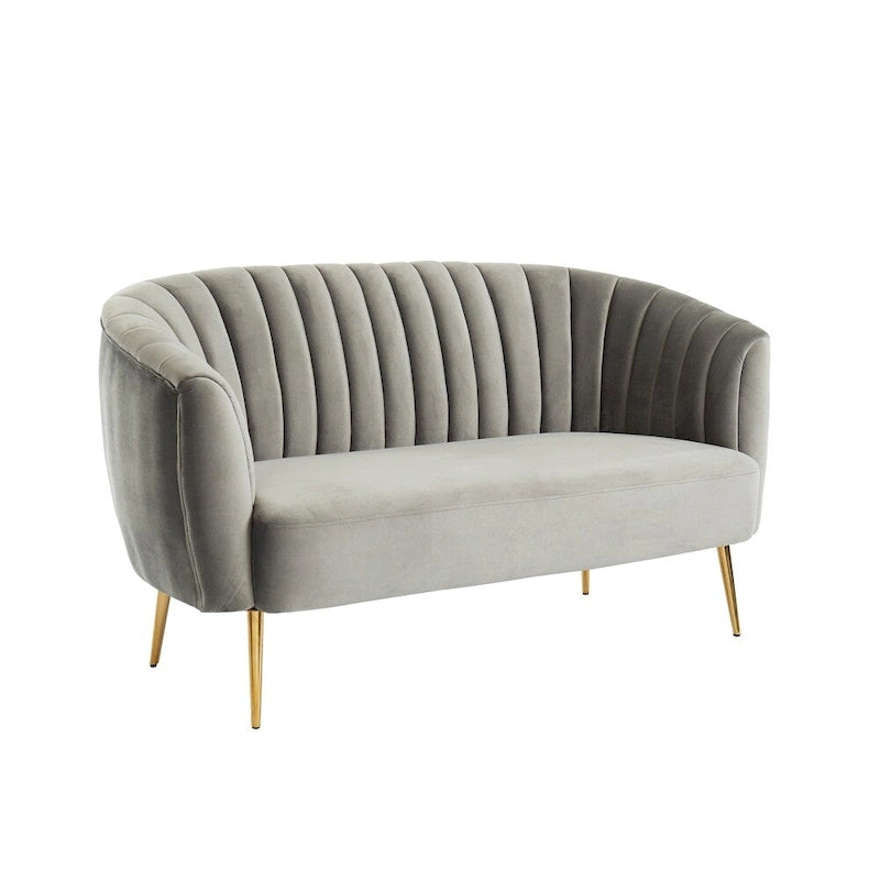 Albany Contemporary Velvet Microfiber Tufted Love Seat by Silver Orchid