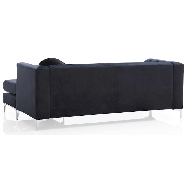 Pompano 83 in. Tufted Velvet Sectional with 2-Throw Pillow - 83L x 58W x 31H