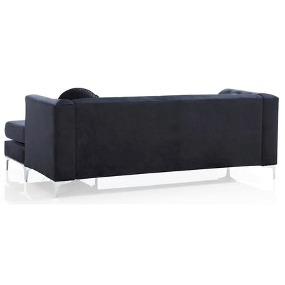 Pompano 83 in. Tufted Velvet Sectional with 2-Throw Pillow - 83L x 58W x 31H