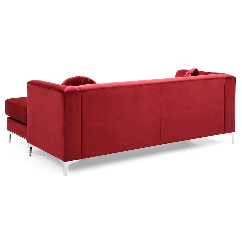 Pompano 83 in. Tufted Velvet Sectional with 2-Throw Pillow - 83L x 58W x 31H
