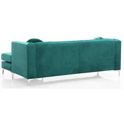 Pompano 83 in. Tufted Velvet Sectional with 2-Throw Pillow - 83L x 58W x 31H