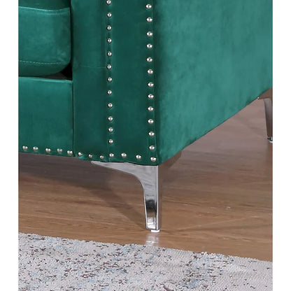 Pompano 83 in. Tufted Velvet Sectional with 2-Throw Pillow - 83L x 58W x 31H