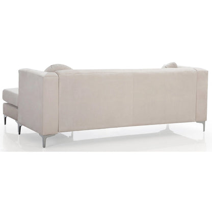 Pompano 83 in. Tufted Velvet Sectional with 2-Throw Pillow - 83L x 58W x 31H