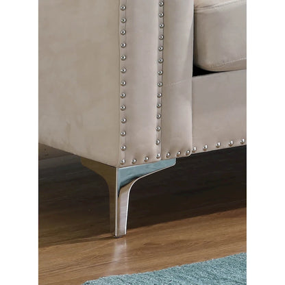 Pompano 83 in. Tufted Velvet Sectional with 2-Throw Pillow - 83L x 58W x 31H