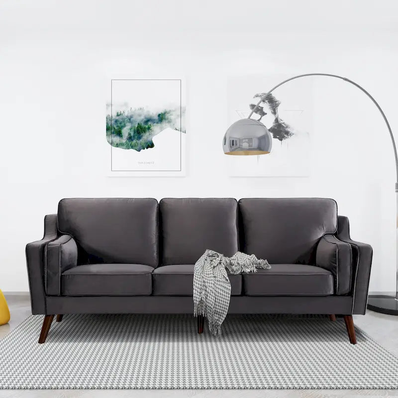 Sofa Couches Velvet 3-Seater Sofa with 5.9 Upholstered Cushion for Living Room/Apartment/Office