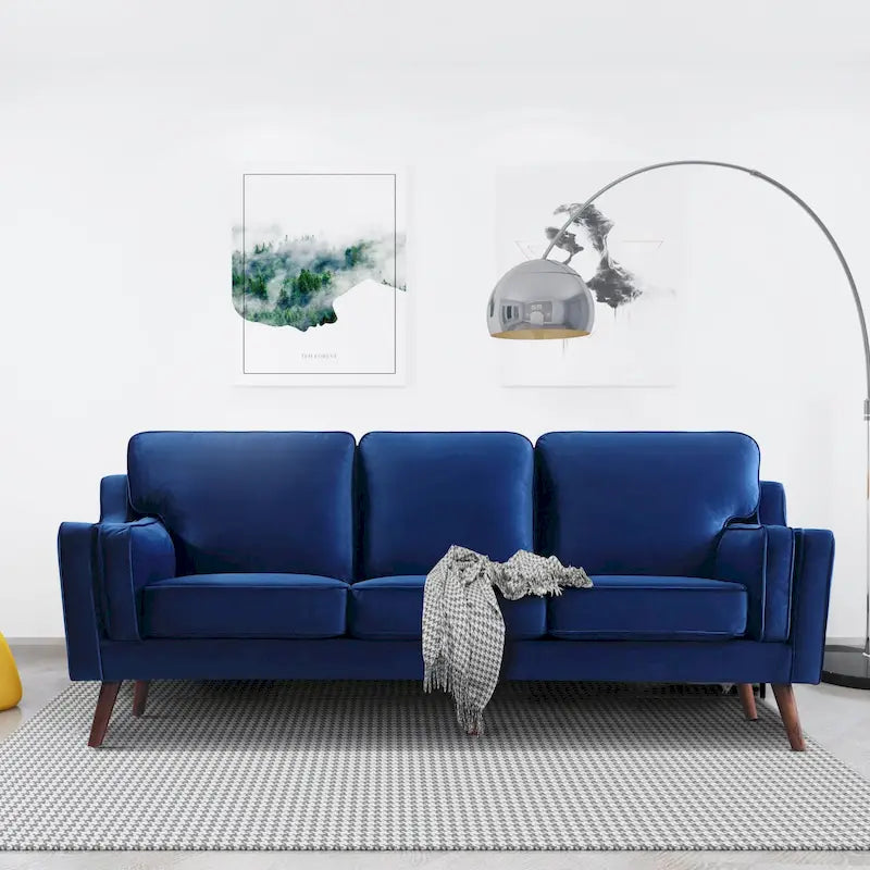 Sofa Couches Velvet 3-Seater Sofa with 5.9 Upholstered Cushion for Living Room/Apartment/Office