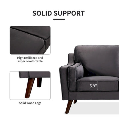 Sofa Couches Velvet 3-Seater Sofa with 5.9 Upholstered Cushion for Living Room/Apartment/Office