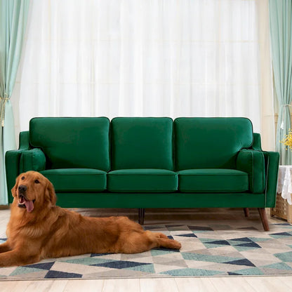 Sofa Couches Velvet 3-Seater Sofa with 5.9 Upholstered Cushion for Living Room/Apartment/Office