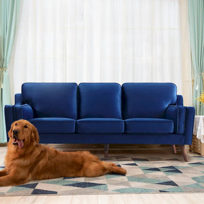 Sofa Couches Velvet 3-Seater Sofa with 5.9 Upholstered Cushion for Living Room/Apartment/Office