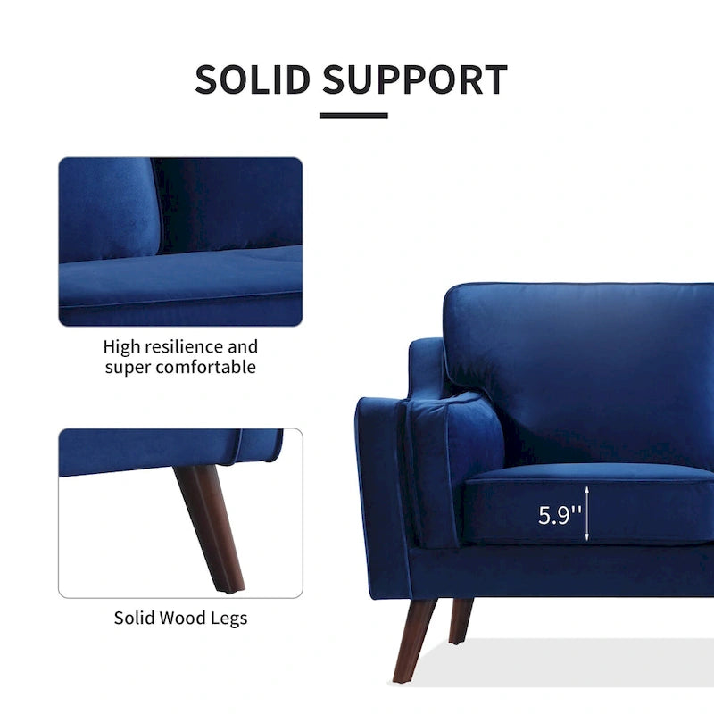 Sofa Couches Velvet 3-Seater Sofa with 5.9 Upholstered Cushion for Living Room/Apartment/Office