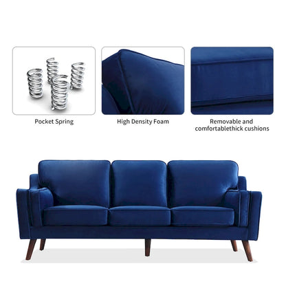 Sofa Couches Velvet 3-Seater Sofa with 5.9 Upholstered Cushion for Living Room/Apartment/Office