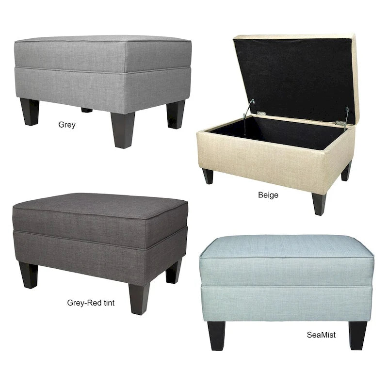 MJL Furniture Madison Squared Fabric Upholstered Welted Ottoman
