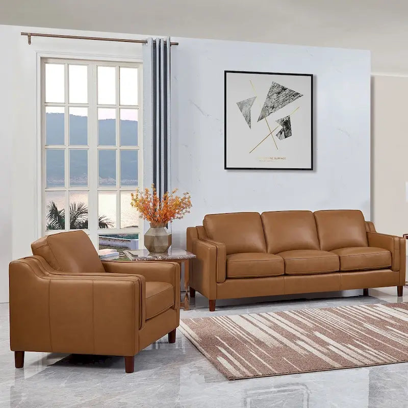Hydeline Bella Top Grain Leather Sofa Set, Sofa and Chair - Sofa, Chair