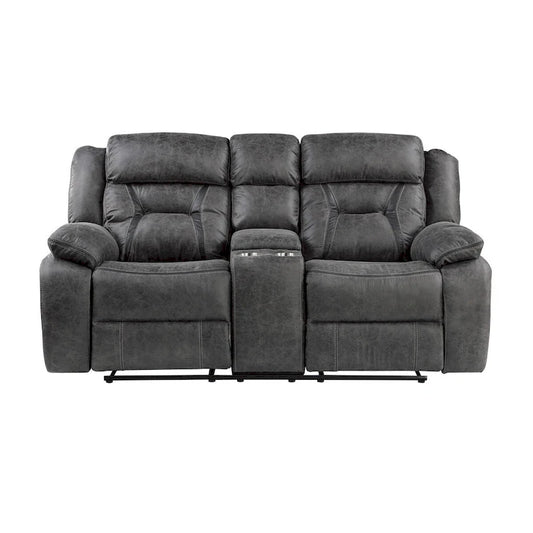 Amie Gray Microfiber Reclining Love Seat