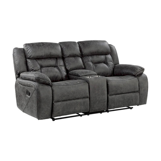 Amie Gray Microfiber Reclining Love Seat