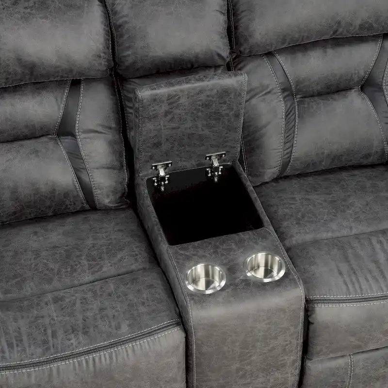 Amie Gray Microfiber Reclining Love Seat