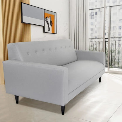 Coast to Coast Sofas Mid Century Modern 3 Seater Sofa Faux Leather Solid Wood Frame Upholstered