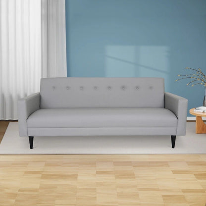 Coast to Coast Sofas Mid Century Modern 3 Seater Sofa Faux Leather Solid Wood Frame Upholstered