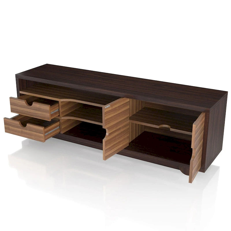 Kuutti Contemporary Brown 63-inch Multi-functional Storage TV Console by Strick & Bolton