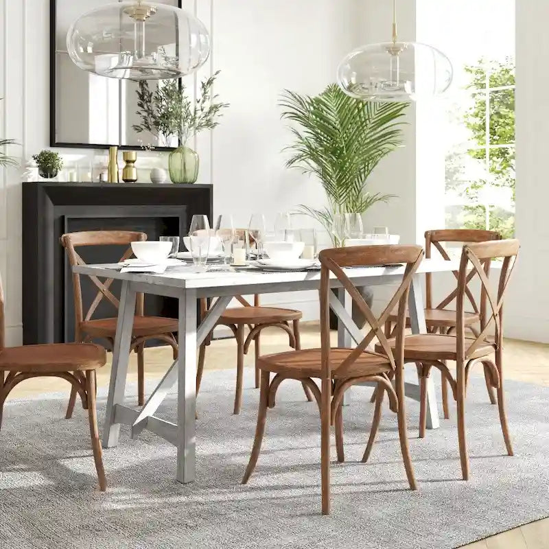 Solid Wood Commercial Grade Trestle Base Dining Table