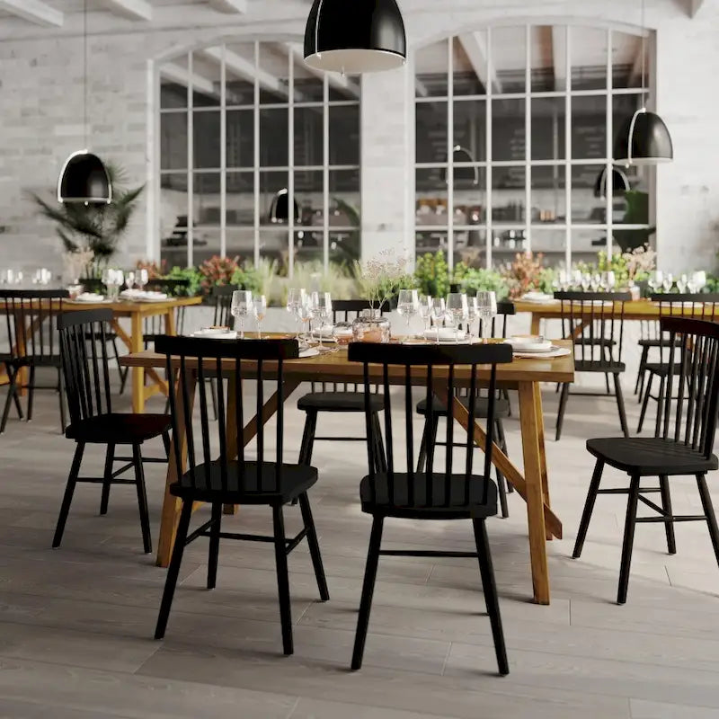 Solid Wood Commercial Grade Trestle Base Dining Table