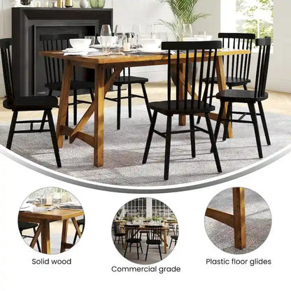 Solid Wood Commercial Grade Trestle Base Dining Table