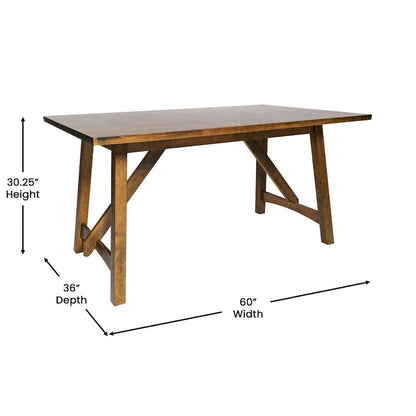 Solid Wood Commercial Grade Trestle Base Dining Table
