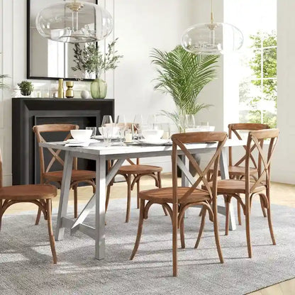 Solid Wood Commercial Grade Trestle Base Dining Table