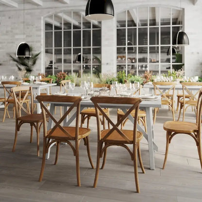 Solid Wood Commercial Grade Trestle Base Dining Table