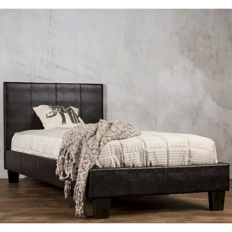 Gols Contemporary Brown Faux Leather Upholstered Platform Bed by Furniture of America