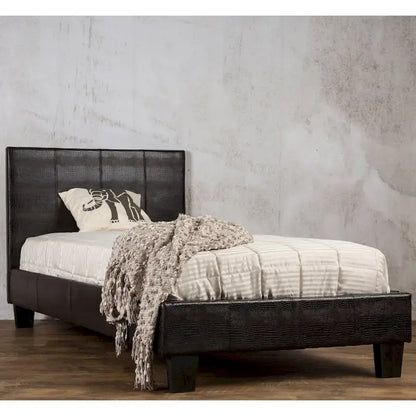 Gols Contemporary Brown Faux Leather Upholstered Platform Bed by Furniture of America