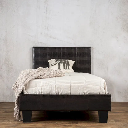 Gols Contemporary Brown Faux Leather Upholstered Platform Bed by Furniture of America
